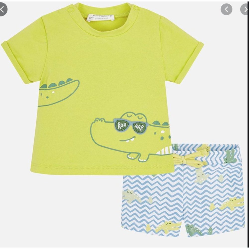 NWOT Mayoral Baby Shirt Swim suit set 1618 Alligator Crocodile Size 1 - 2 months